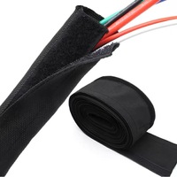 Funda de Cable con gancho y bucle PET trenzado para ordenador, organizador de calcetines, arnés de nailon, funda protectora de envoltura de alambre