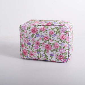 Women's Custom DIY Printed Floral Eco-Friendly Cotton Zipper Large Capacity <b>Cosmetic</b> Bags Portable Travel Makeup <b>Organizer</b> - Product Image 3