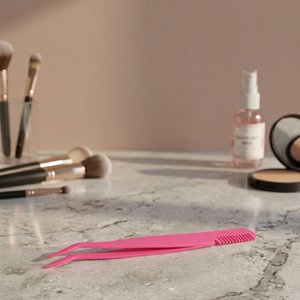 <b>Hot</b> Selling Wholesale Stainless Steel Luxury Rose Gold Slanted Tip 10mm Eyelash Extension Tweezers False Eyelash <b>Comb</b> - Product Image 3