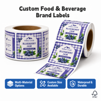 Étiquettes personnalisées imprimées pour confitures et miels, autocollants résistants à l'huile et à la déchirure pour pots alimentaires, emballages de boissons