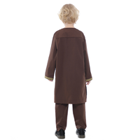 Ensemble 2 pièces de haute qualité en polyester pour garçons musulmans, broderie dorée, caftan à manches longues, robe islamique et pantalon pour les fêtes