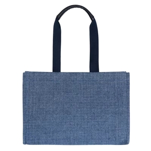 Eco Friendly Personalized <b>Square</b> Shape Waterproof Canvas Reusable Shopping Tote Bags with Mini Handbag Denim Ladies Handbags - Product Image 4