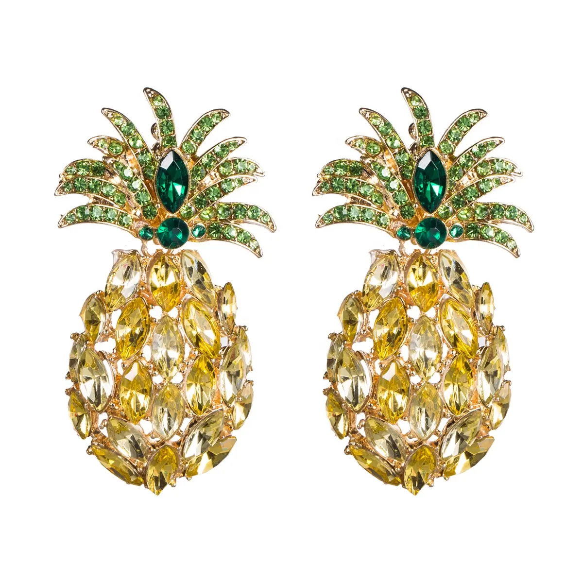 New fashion shiny colorful crystal summer tropical fruit pineapple earrings women ear jewelry statement jewellery