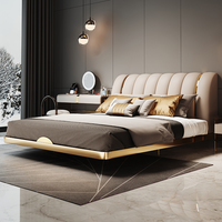 Hot New Design Luxus King Size Bett rahmen Hochwertige moderne Holzbett Set mit Tufted Feature LED für Home Apartment Schlafzimmer