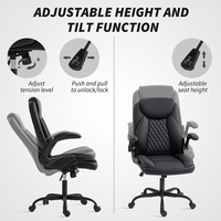 Chaise de bureau exécutive en cuir PU noir, ergonomique, pivotante, avec accoudoirs réglables en hauteur et inclinables, pour le bureau à domicile