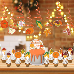 Kit de Décorations Tendance pour Fête de Thanksgiving – Ensemble Écologique de Décorations Suspendues en Papier (Citrouille, Feuille, Ballon, Bannière) pour Intérieur – Idéal pour les Fêtes - Product Image 3