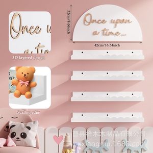 Wall Mounted Storage <b>Rack</b> For Kids Room White 4 Tier Bookshelf Toy Organizer Decorative <b>Shelves</b> For Children's Books And Toys - Product Image 2