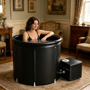 Compact PVC Ice Bath Tub With Lid Above Round Shape Ice Plunge Pod For Adult Cold Plunge Therapy Chiller Included - Product Image 6