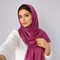 Nouveau Voile en Satin Froissé Effet Soie pour Femmes Musulmanes Malaisiennes, Châle Léger en Mousseline Imprimée Brillante et Scintillante – Vente en Gros