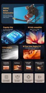 Proyector de Techo 4k, Proyector Inteligente de Cine 4k Android con Altavoces, 1000ANSI, Mejor Calidad de Imagen, Descarga de Aplicaciones, Proyector de Datos - Product Image 6