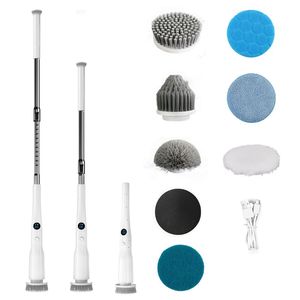 Electric Cleaning Brush Telescopic Handheld Cordless Multi Functional For Kitchen Bathroom With Replaceable Heads - Product Image 1