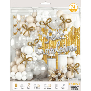 Kit <span class=keywords><strong>de</strong></span> Guirnalda <span class=keywords><strong>de</strong></span> Globos <span class=keywords><strong>de</strong></span> Cumpleaños Feliz Cumpleaños <span class=keywords><strong>en</strong></span> Español, Decoración <span class=keywords><strong>de</strong></span> Fiesta <span class=keywords><strong>en</strong></span> Dorado, Plateado y Blanco, Fondo para Fotos, Juego <span class=keywords><strong>de</strong></span> 74 Piezas, Venta al Por Mayor <span class=keywords><strong>de</strong></span> Fábrica - Product Image 1