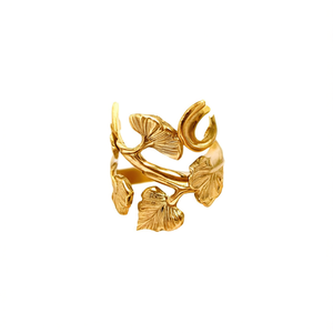 Pendientes de Aro E2286 Dorados con Diseño de Planta, Estilo Clásico, Joyería Unisex para Uso Diario - Product Image 1