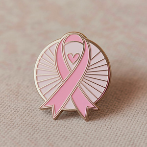 เข็มกลัดริบบิ้นใสเพื่อการรณรงค์เรื่องสุขภาพจิตและมะเร็งเต้านม แบบสั่งทำได้ ออกแบบฟรี ขายส่ง ทำจากโลหะเคลือบแข็งและอ่อน - Product Image 2