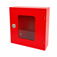 Armoire murale rouge personnalisable en acier inoxydable pour équipement incendie avec fenêtre de visualisation, boîte à tuyaux d'incendie marque KHi, installation facile