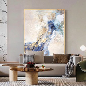 Abstract Oil <b>Painting</b> Hand Painted Rectangle Metal <b>Frame</b> Gold Edge Living Room Wall Art Decor Entrance Hall Hanging Artwork - Product Image 2