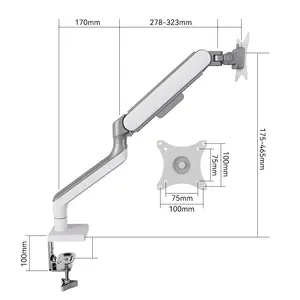 New Version17-35inch 30.8lbs Aluminium Rotate Tilt Swivel 360 Degree Vesa Adjustable Gas Spring Monitor Desk Support Stand Riser