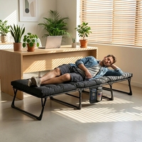 Lit pliant multifonctionnel avec matelas épais et rembourré, dossier réglable, lit de camp portable pour le camping