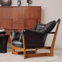 Fauteuil de salon de style vintage médiéval, canapé vintage en bois massif, chaise à cigares, tabouret de bar de style américain, chaise longue