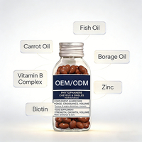 Capsules molles d'huile de poisson, d'huile de carotte, d'huile de borragine, de vitamine B complexe, de biotine et de zinc pour la santé des cheveux et des ongles, complément nutritionnel