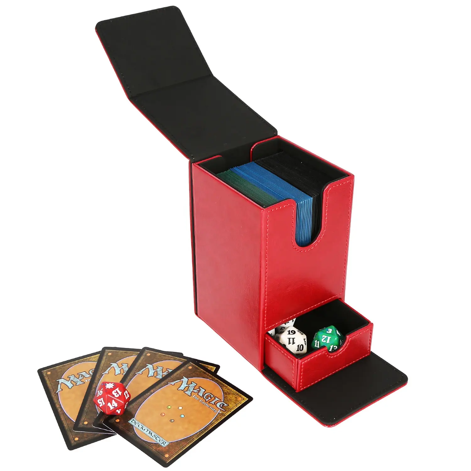 Henwei Custom Printing Gift Storage Packing Flip Card Game PU Deck Box
