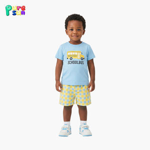 Puresun Groothandel Op Maat Gemaakt Cartoon Applicatie Korte Mouwen Kinderkleding Set Kinderkleding Katoen Jongenskleding Sets - Product Image 3
