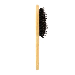 Eco-friendly Bamboo Wood Paddle Brush Pig Bristle Customized Hair Massager Boar Bristle Natural Cushion Rubber Handle Home Use