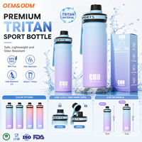 Bouteille d'eau de sport en PC de 600 ml et 750 ml, dégradée, à boire directement, avec joint en silicone et sangle de poignet pour le cyclisme et la randonnée