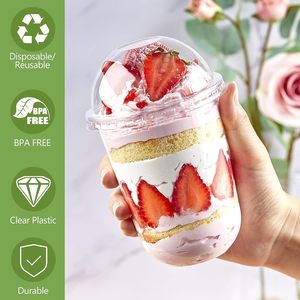 Vasos Desechables de Plástico PP en Forma de U de 12oz, 16oz y 24oz con Logotipo Personalizado Impreso para Envasado de Postres y Yogur - Product Image 3