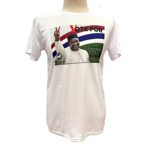 Camiseta de las elecciones políticas de Gambia con foto del <span class=keywords><strong>candidato</strong></span> y logotipo del partido, camiseta para hombre, camiseta de campaña electoral - Product Image 1