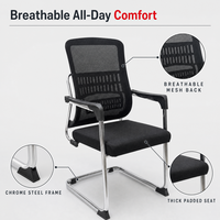 Chaise de bureau exécutive au design simple avec ventilation en maille, chaise de bureau de conférence avec pieds en forme d'arc
