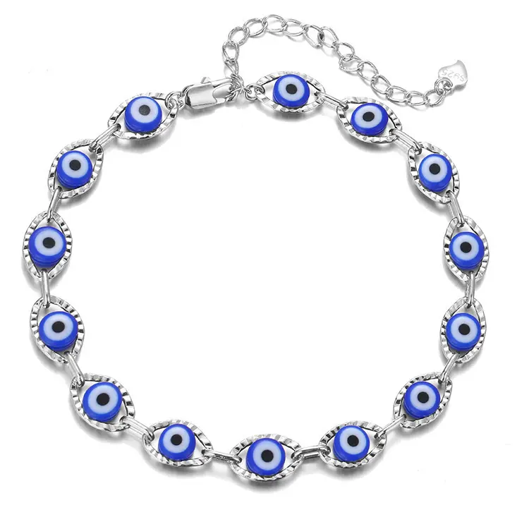 New style men's and women's demon eye anklet bracelet necklace evil blue eyes fashion Turkish acrylic religious bracelet couple