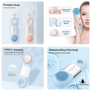 Nettoyeur facial électrique en silicone, compresse chaude et froide, vibration, brosse de lavage du visage, démaquillant, appareil de soin de la peau - Product Image 3