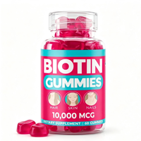 Gummies de biotine en marque blanche OEM, 60 unités, 10 000 MCG, complément alimentaire