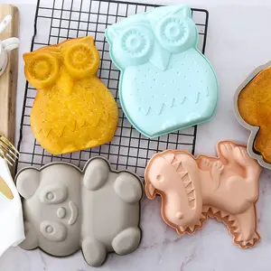 Hình động vật cupcake khuôn mẫu nhà bếp bakeware 3D Silicone Cookie Bánh Pan khuôn cho lò vi sóng