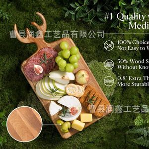 Planche à découper en bois d'acacia avec poignées, plateau de service pour pain, pour la préparation des aliments et l'utilisation de Noël - Product Image 3
