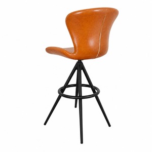 GDRS RF-310 Tan <b>Leather</b> Swivel <b>Bar</b> <b>Stool</b> Midcentury Modern Metal Base - Product Image 5
