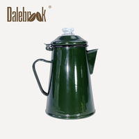 Cafetière en émail de 2,1 L avec filtre en acier inoxydable, bouilloire à café pour le camping, pour la préparation de café en extérieur et à la maison
