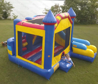 Commerciële buiten springkussen combinatie met glijbaan voor kinderen en volwassenen