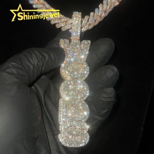 Best Selling Hip Hop Charms <strong>Pendant</strong> Customized Luxury Jewelry S925 <strong>Silver</strong> Iced Out VVS Moissanite Letter <strong>Initial</strong> Name <strong>Pendant</strong> - Product Image 1