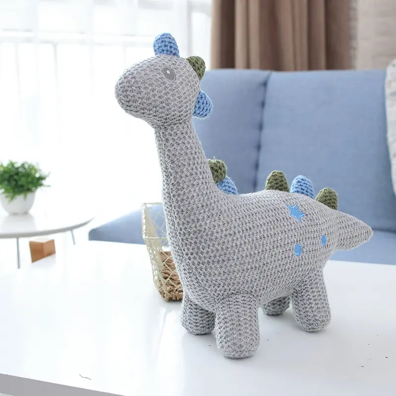 Cinza de Tricô de Lã tecer Malha urso de brinquedo de presente Do Bebê Boneca de Brinquedo Girafa