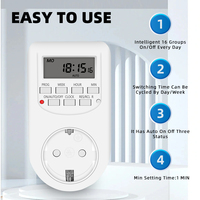 Timer Sakelar Waktu Digital Soket UK EU Tampilan LCD Dapat Diprogram Mingguan 220-240V 50Hz 10A