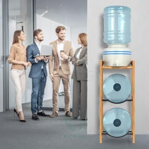 Support de distributeur d'eau en bambou de bonne qualité écologique avec organisateur à 3 niveaux, design moderne pour accessoires de salon - Product Image 3