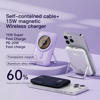 Banque d'alimentation magnétique sans fil PD20W pour téléphone, charge rapide, double USB type-C, portable, mince, LED, format compact