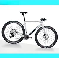 Vélo de route en fibre de carbone 700C, frein à disque, 12 vitesses, changement de vitesse électronique, guidon plat aérodynamique, jeu de roues en carbone, OEM personnalisé