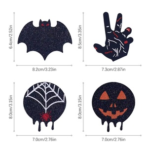 Vente en gros chaude noir paillettes jetables mamelon Pasties filles Sexy poitrine pétales sans couture tatouages intimes pour Halloween - Product Image 3