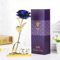 Longue durée 24K feuille d'or Rose fleur verre dôme grande boîte-cadeau fleur artificielle présent pour l'anniversaire de la Saint-Valentin