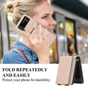 Étui portefeuille en cuir à bandoulière pour Samsung <span class=keywords><strong>Galaxy</strong></span> <span class=keywords><strong>Z</strong></span> <span class=keywords><strong>Flip</strong></span> 6 5 4 <span class=keywords><strong>3</strong></span> 5G porte-anneau longue lanière Flip5 <span class=keywords><strong>pochette</strong></span> - Product Image 5