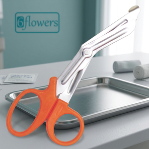 กรรไกรผ่าตัดแบบอเนกประสงค์ Six Flowers OEM สำหรับแพทย์ฉุกเฉิน ด้ามจับสีส้ม ผลิตจากสแตนเลสสตีล ใช้งานด้วยมือ ระดับ Class I - Product Image 2