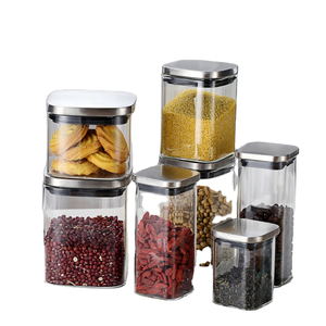 Wholesale Glass Food Storage Jars Clear Airtight Lids for Party Kitchen Spice Blooming Tea/Coffee/Sugar <b>Canister</b> <b>Set</b> - Product Image 1